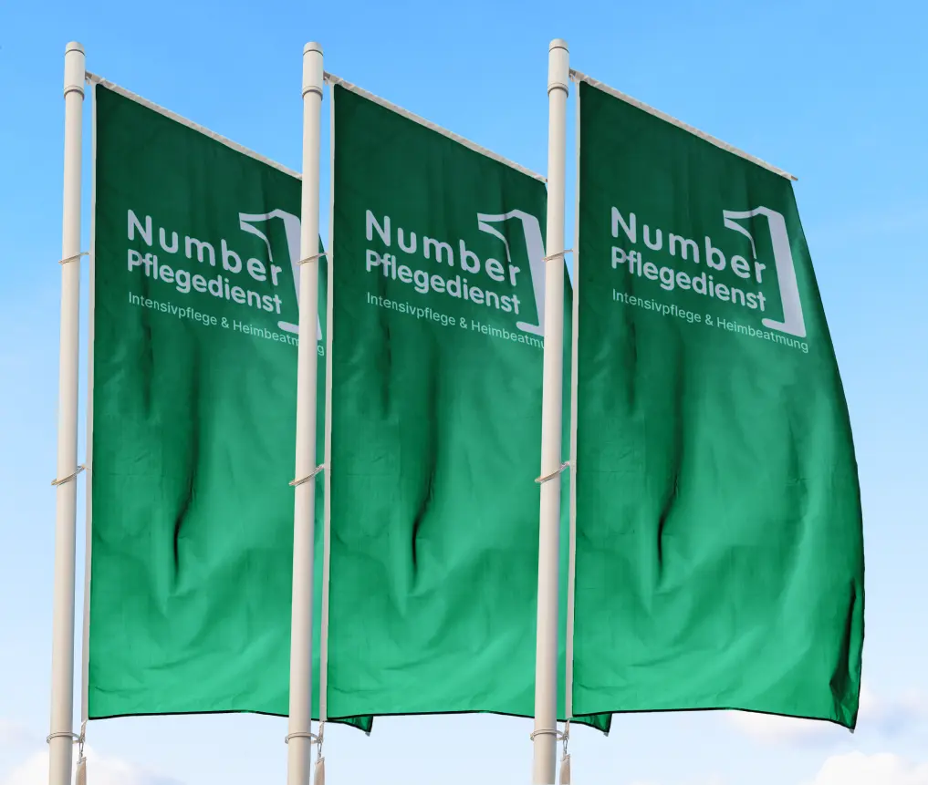 Flagge mit Logo von Number 1 Pflegedienst